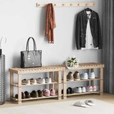  2-u-1 stalak za cipele s klupom na vrhu 2 kom od masivnog drva | shoptok.hr