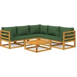 Maison Chic Seti vrtnega pohištva - Vrtna garnitura - Vrtni pohištvo set 6-delna z zelenimi blazinami trden les, (21806431) | Shoptok.si