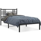 Maison Chic Kovinski Posteljni okvir - Enojna postelja - Postelja za odrasle z vzglavjem črn 100x190 cm, (21694752) | Shoptok.si