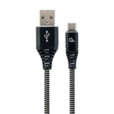 Gembird CC-USB2B-AMCM-2M-BW Premium cotton braided Type-C USB charging -data cable/2m/ black/white Cene