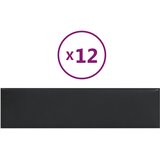  Zidna uzglavlja 12 pcs Crna 60 x 15 cm tkanina | shoptok.hr