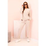Kesi Włoski Women's set butter soft sweatshirt and pants with elastic beige | ePonuda.com