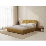 Windsor & Co Sofas Gorčično rumena oblazinjena zakonska postelja s prostorom za shranjevanje z letvenim dnom 160x200 cm Juno – | Shoptok.si