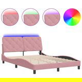 Furnova Posteljni okvir z LED lučkami roza 120x200 cm žamet, (21940098) | Shoptok.si