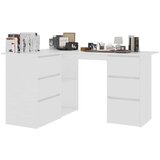  Kutni radni stol bijeli 145 x 100 x 76 cm od iverice | shoptok.hr