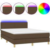  Box spring s madracem LED tamnosmeđi 140x200 cm tkanina | shoptok.hr