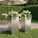  Vrtna saksija 2 kom. Srebrna 20 x 20 x 50 cm Pocinčani čelik | shoptok.hr