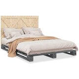  The Living Store Posteljni okvir z vzglavjem siv 160x200 cm trdna borovina - Posteljni Okvir, (21455334) | Shoptok.si