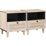 vidaXL Nočna omarica 2 pcs Bež 40 x 33 x 46 cm trden mangov les, (5000069538) Cene