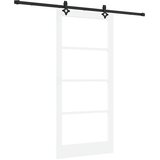  Klizna vrata Bijelo 93 x 202 cm Masivna borovina i staklo | shoptok.hr