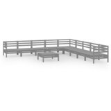 Maison Chic Seti vrtnega pohištva - Vrtna garnitura - Vrtni pohištvo set 10-delna trdna borovina siva, (21821890) | Shoptok.si