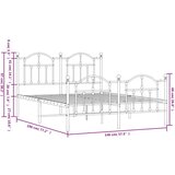 Metalni okvir kreveta uzglavlje i podnožje bijeli 140 x 190 cm | shoptok.hr