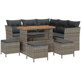 vidaXL 9-dijelni vrtni sofa set s jastučićima siva poli ratan akacija, 4-dijelni vrtni blagovaonski set s jastučićima siva poli ratan akacija Cijene