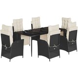  7-dijelni vrtni blagovaonski set s jastucima crni od poliratana | shoptok.hr