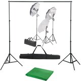 vidaXL fotografski studijski komplet s svetilkami in ozadjem Cene