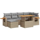vidaXL 7-dijelni set vrtnih sofa s jastucima bež od poliratana bagrem | shoptok.hr