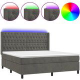 The Living Store Box spring postelja z vzmetnico LED temno siva 180x200 cm žamet - Box Spring Postelja, (21493506) | Shoptok.si