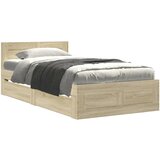 Maison Chic Posteljni okvir - Enojna postelja - Postelja za odrasle z vzglavjem sonoma hrast 90x190 cm inž. les, (21696374) Cene