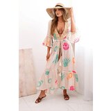 Kesi Włoski Women's boho cape with embroidery beige | shoptok.hr
