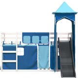  Krevet na kat s toboganom i zavjesama plavi 90 x 200 cm | shoptok.hr