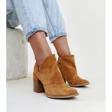 Gemre Brown ankle boots with a notch on a block heel Brankka | Shoptok.si