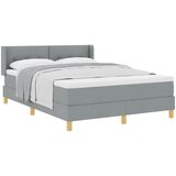 vidaXL svetlo siva postelja s pomičnim vzmetenjem in vzmetnico 140x190 cm iz tkanine, gumbasto tufting svetlo sivi naslon za glavo 140 cm iz tkanine | Shoptok.si