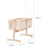 Roba Zibelka iz masivne bukve na koleščkih/z ogrodjem za baldahin 40x90 cm v naravni barvi – | Shoptok.si