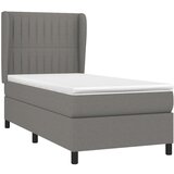  Box spring postelja z vzmetnico temno siva 90x200 cm blago, (20846879) | Shoptok.si