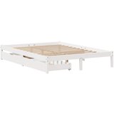 vidaXL Posteljni okvir s predali bel 120x200 cm trdna borovina, (21292407) Cene