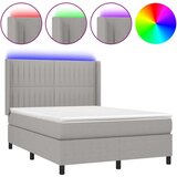  Box spring postelja z vzmetnico LED svetlo siva 140x190cm blago, (20901504) | Shoptok.si