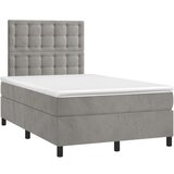  Box spring postelja z vzmetnico LED svetlo siva 120x200cm žamet, (20846741) | Shoptok.si
