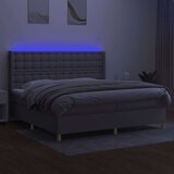  Krevet box spring s madracem LED svjetlosivi 200x200 cm tkanina | shoptok.hr