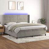 Krevet box spring s madracem LED svjetlosivi 200x200 cm baršun Cijene