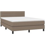  Box spring postelja z vzmetnico LED taupe 140x200 cm blago, (20846718) | Shoptok.si