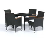  5-dijelni vrtni blagovaonski set s jastucima crni | shoptok.hr
