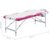  stol za masažu s 3 zone aluminijski bijelo-ružičasti | shoptok.hr