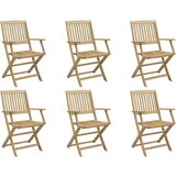  Zložljivi vrtni stoli 6 kosov 54,5x58x90 cm trdna akacija | Shoptok.si