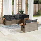 Maison Chic Seti vrtnega pohištva - Vrtna garnitura - Vrtni pohištvo set 7-delna z blazinami siv poli ratan, (21802346) | Shoptok.si