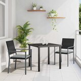 Vrtni set za objed 3 pcs Crna i svijetlo siva PE ratan | shoptok.hr