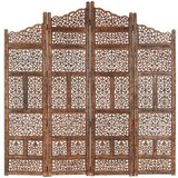  Ročno izrezljan paravan 4-delni rjav 160x165cm trmangov les | Shoptok.si
