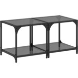 Furnova Klubske mizice s črno stekleno površino 2 kos 40x40x40 cm jeklo, (21913772) | Shoptok.si