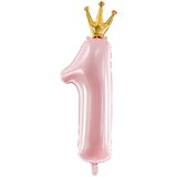PARTY DECO folija balon številka ''1'', 37x100cm, svetlo roza | Shoptok.si
