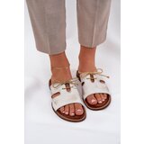 Zazoo Ladies Leather Slippers On Flat Heel 3022 Distressed Gold | Shoptok.si