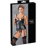 Cottelli Bondage - sijajni top z manšetami za roke (črn) Cene