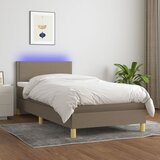  box spring s madracem LED smeđesivi 90x190 cm tkanina | shoptok.hr