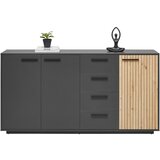 Mömax Široka Komoda Lucas, Antracit, Barva Hrasta | Shoptok.si