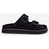 D.Franklin Women's Suede Slides With Buckles Black | ePonuda.com