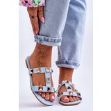 Boto Women's Slippers With Large Studs Blue Mercure Cene