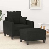 vidaXL Fotelja s tabureom crna 60 cm od tkanine | shoptok.hr