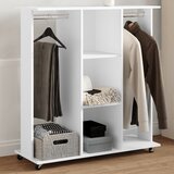 vidaXL Garderobna omara s koleščki bela 102x38x110 cm inženirski les | Shoptok.si
